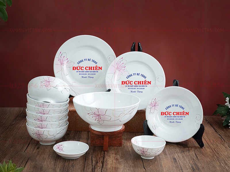 Bộ bát đĩa in logo doanh nghiệp