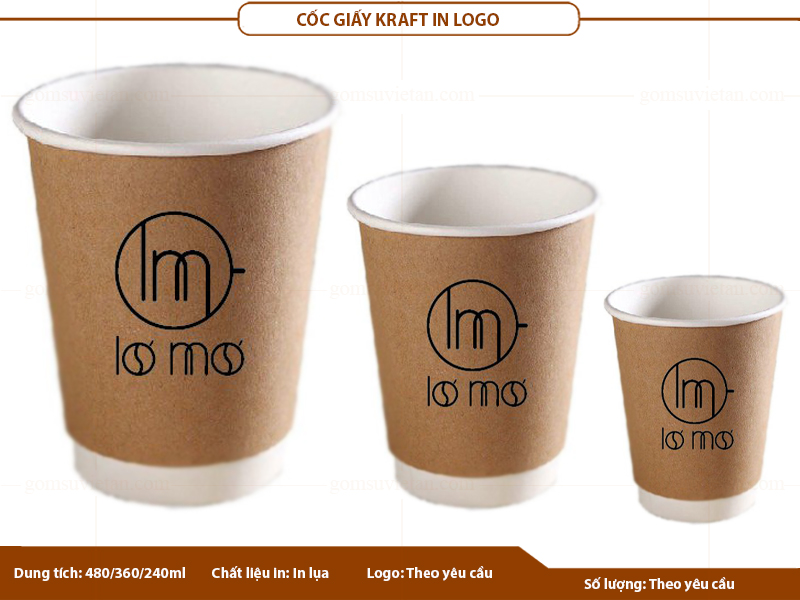 In logo lên cốc giấy Kraft