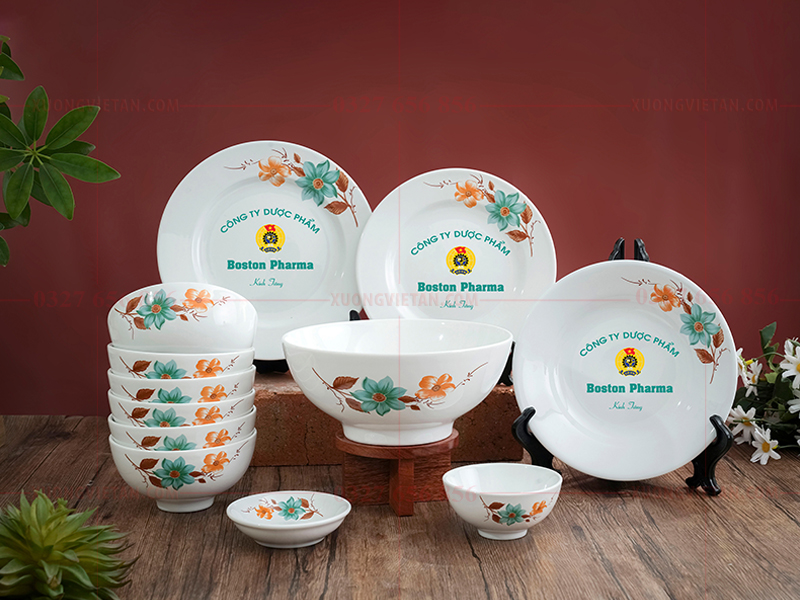 Bộ bát đĩa in logo doanh nghiệp