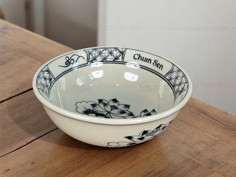 Bát tô đựng phở Bát Tràng cao cấp vẽ hoa sen