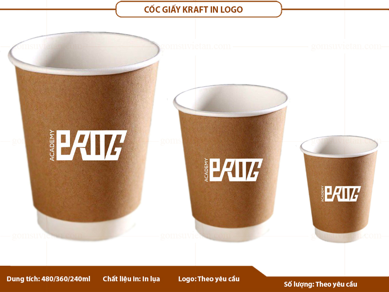 In logo lên cốc giấy Kraft